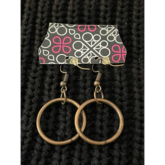 PAPARAZZI Bronze Hoop Charm Accessibly Drop Fashion Earrings - Picture 5 of 5